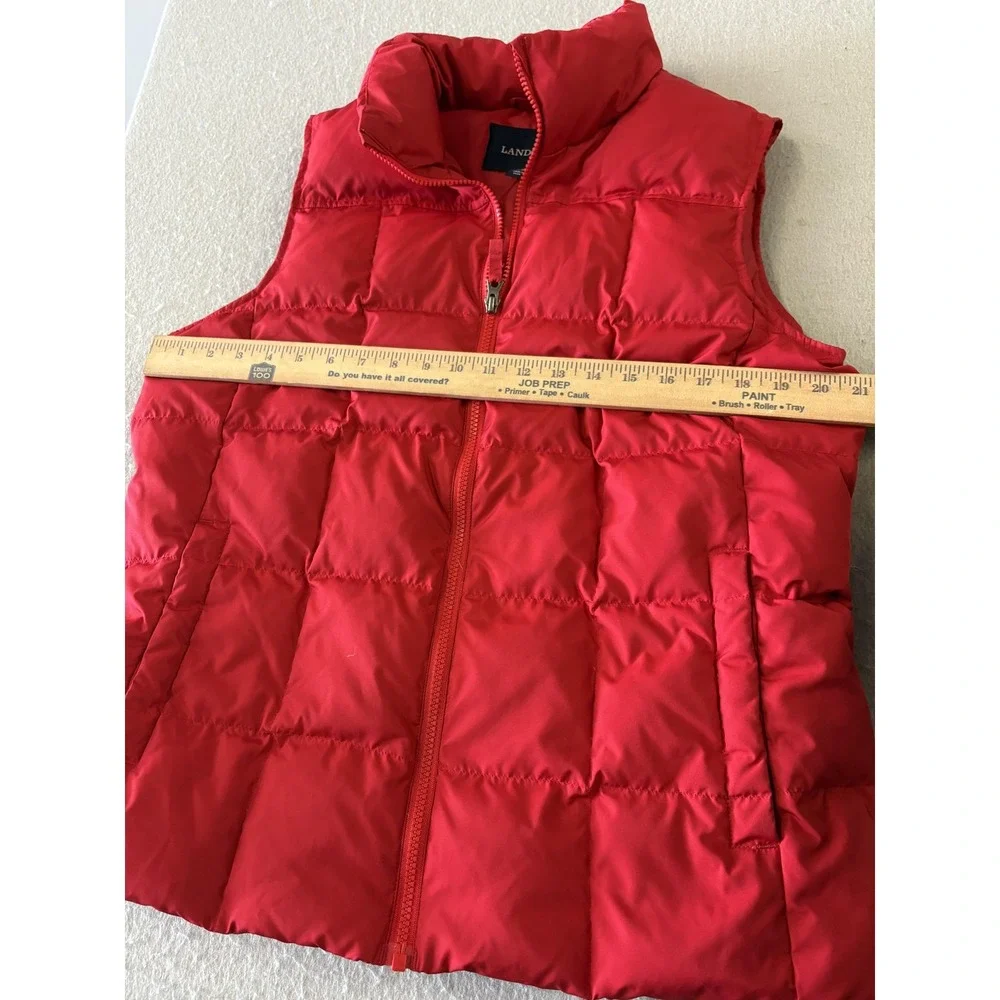 Lands' End Vest Youth Large 14-16 Red Puffer Down Zip Pockets Warm Winter